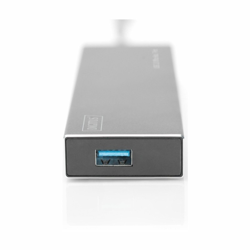 USB Hub Digitus DA-70241-1, USB-A 3.0 +AC adapter, alu