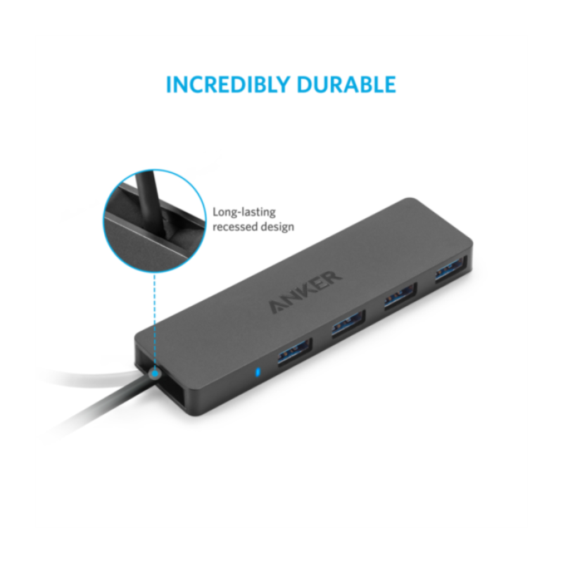 Hub Anker Ultra Slim USB 3.0, 4-port, črn