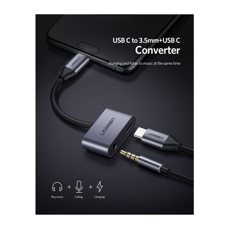USB-C Hub Ugreen E0013816, 3.5mm + USB-C