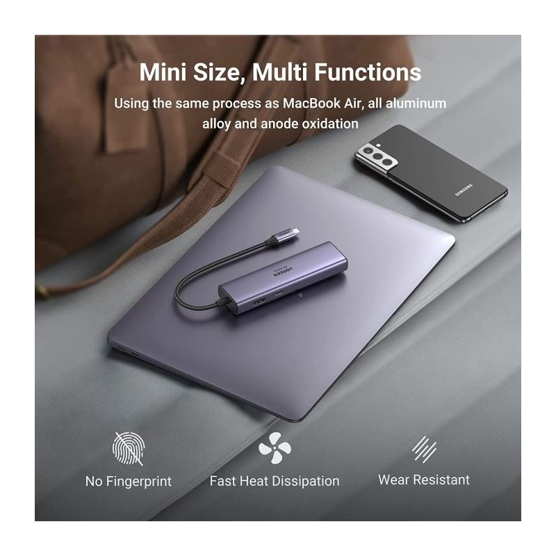 Ugreen 7v1 USB-C HUB HDMI+RJ45+čitalec kartic+USB+PD 100W