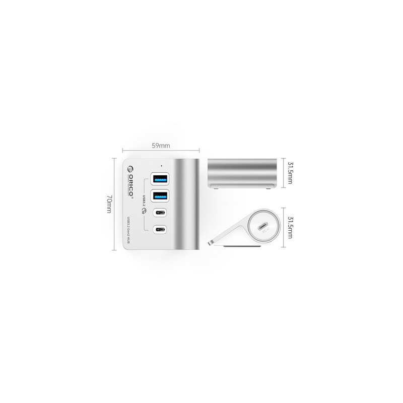 USB-C Hub Orico M3CU2, srebrn