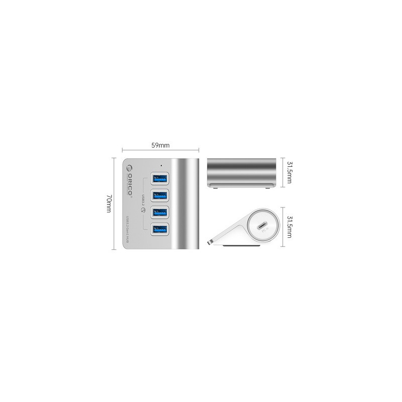 USB-C Hub Orico M3U4-05, srebrn