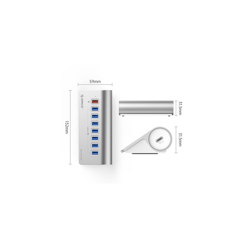 USB-C Hub Orico M3U7Q1-05, srebrn
