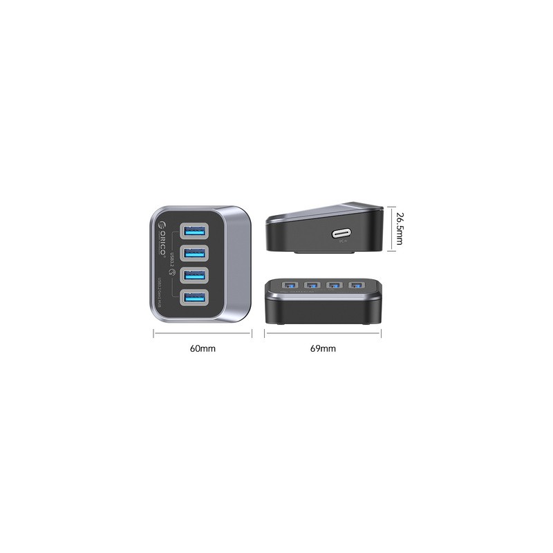 USB-C Hub Orico M3U3-4A-05, črn