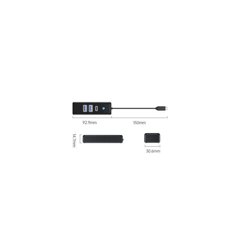 USB-C Hub Orico PWC2U-C3-015, črn