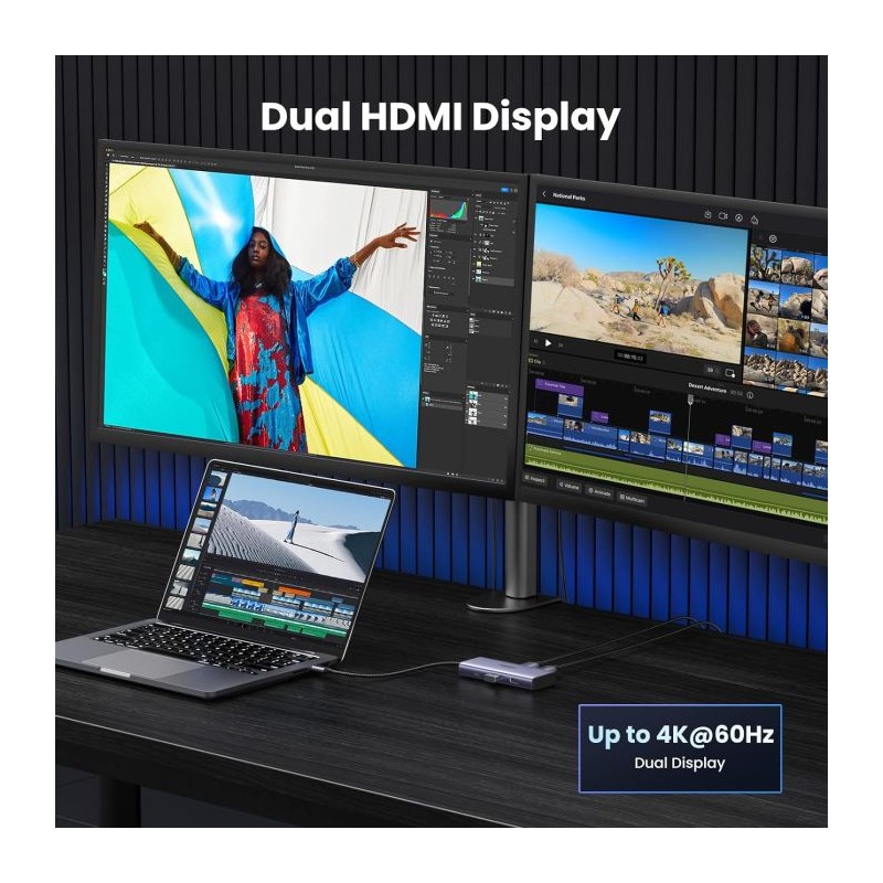 UGREEN 6v1 USB C Hub Dual HDMI 4K@60Hz, 100W PD