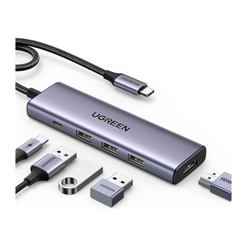 Ugreen 5-v-1 USB-C Hub (100 W PD, 4K@30Hz HDMI)