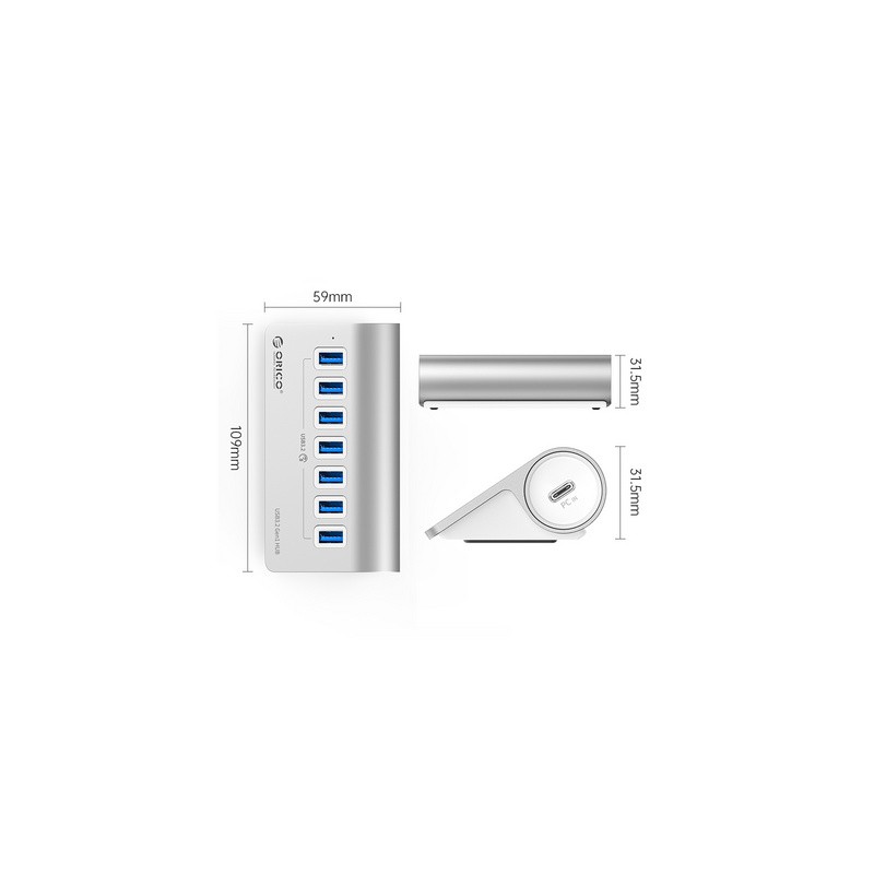 USB-C Hub Orico M3U7-G2, srebrn