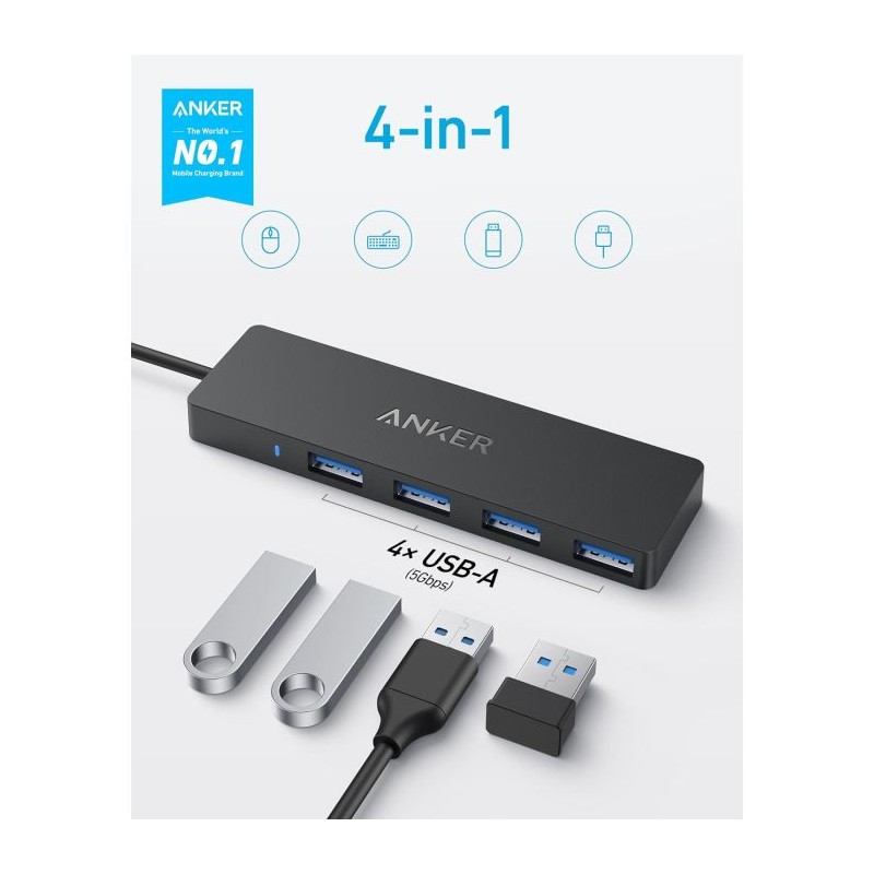 Priklopna postaja Anker Ultra Slim, USB-C, črn