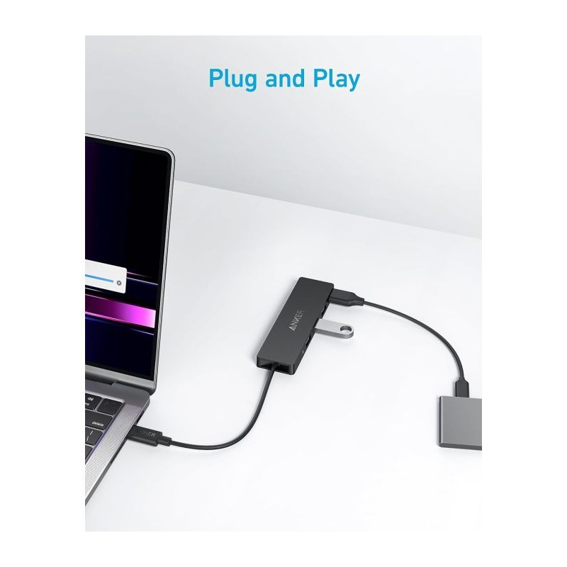 Priklopna postaja Anker Ultra Slim, USB-C, črn