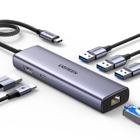 Priklopna postaja Ugreen E0013522, 6-v-1, USB-C, 100 W