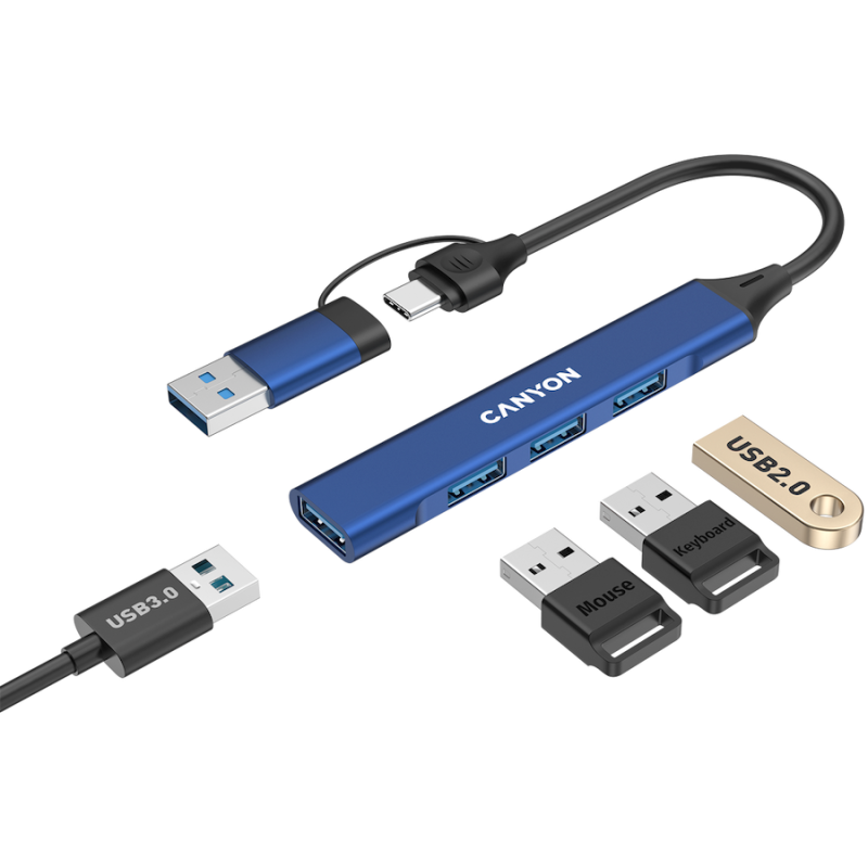 USB Hub CANYON DS-02, USB-A/C, moder