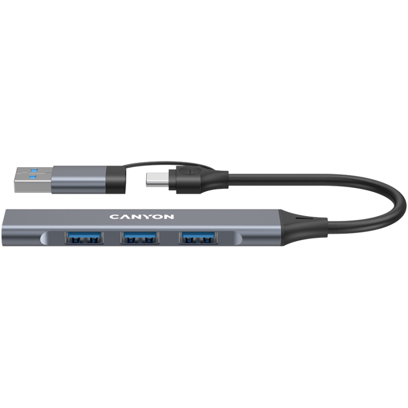 USB Hub CANYON DS-02, USB-A/C, siv