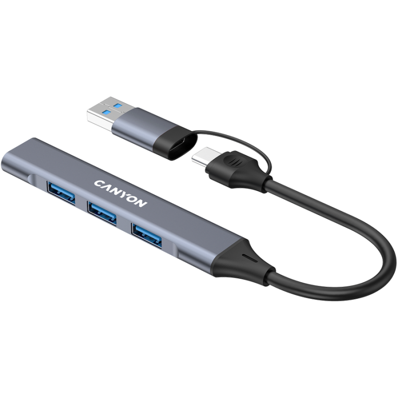 USB Hub CANYON DS-02, USB-A/C, siv