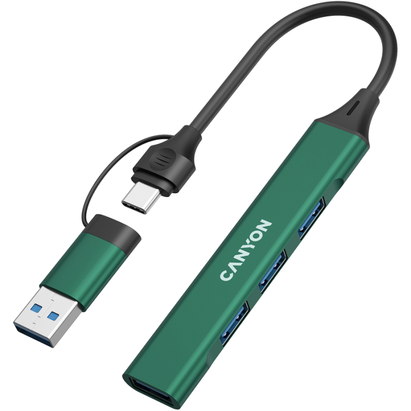 USB Hub CANYON DS-02, USB-A/C, zelen