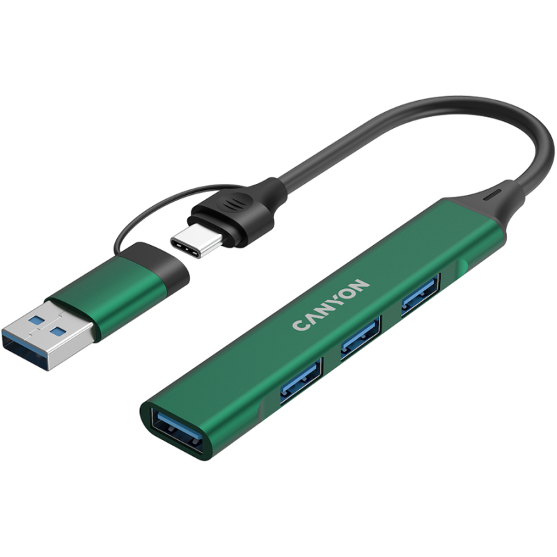 USB Hub CANYON DS-02, USB-A/C, zelen