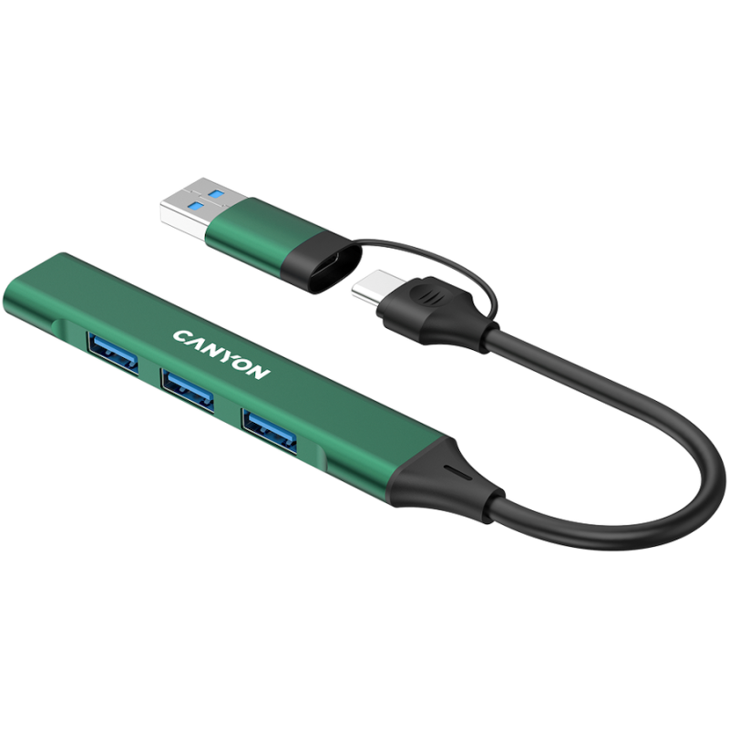 USB Hub CANYON DS-02, USB-A/C, zelen