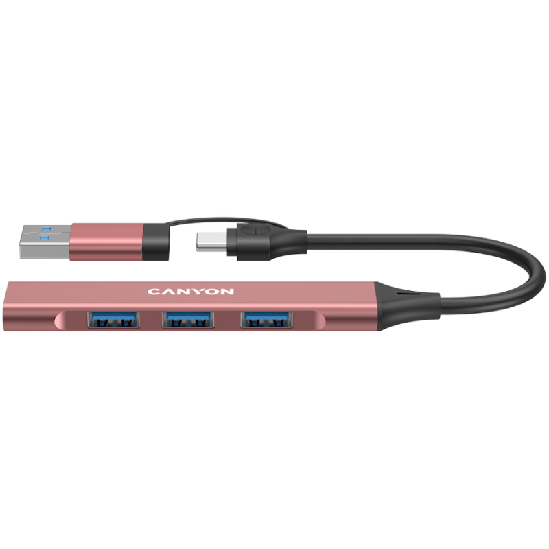 USB Hub CANYON DS-02, USB-A/C, roza