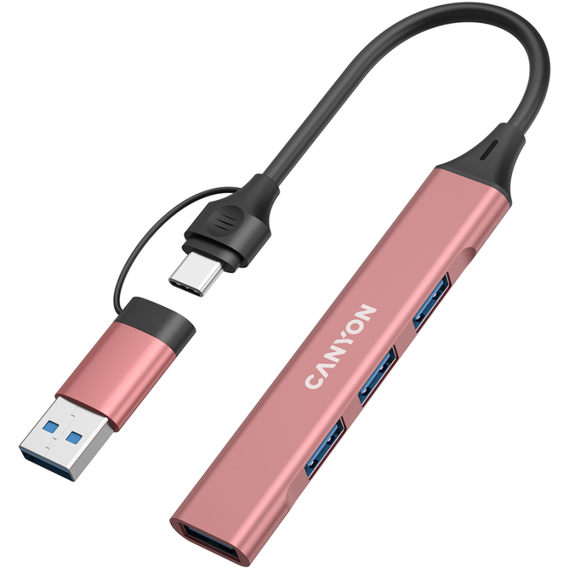 USB Hub CANYON DS-02, USB-A/C, roza