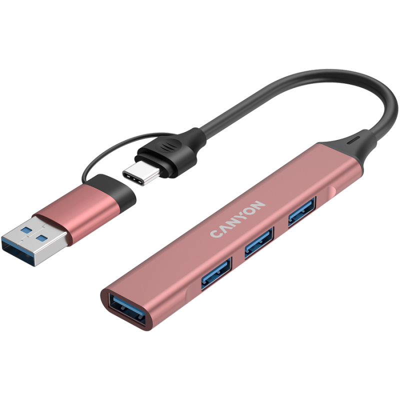 USB Hub CANYON DS-02, USB-A/C, roza