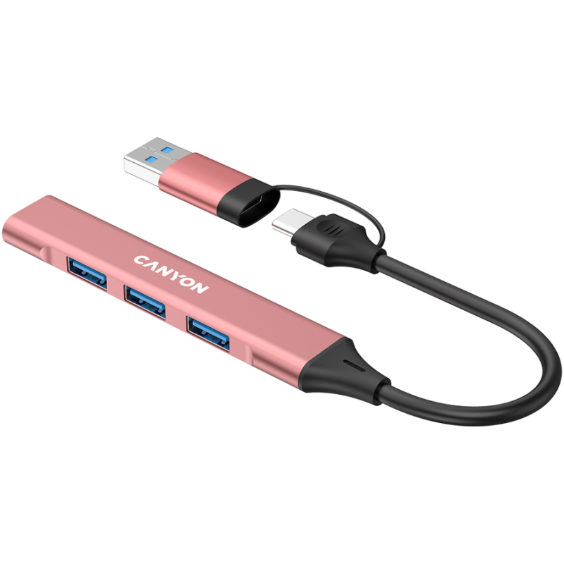 USB Hub CANYON DS-02, USB-A/C, roza