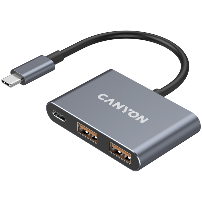 USB Hub CANYON DS-3, USB-C, siv