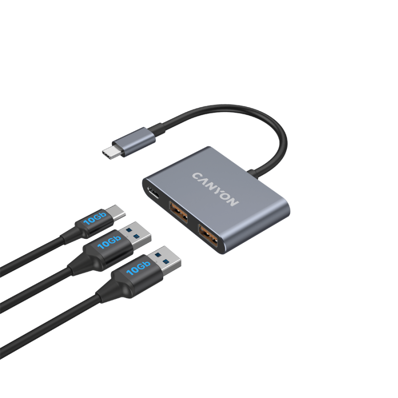 USB Hub CANYON DS-3, USB-C, siv