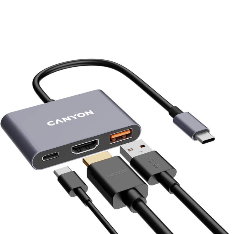USB Hub CANYON DS-4, USB-C, siv