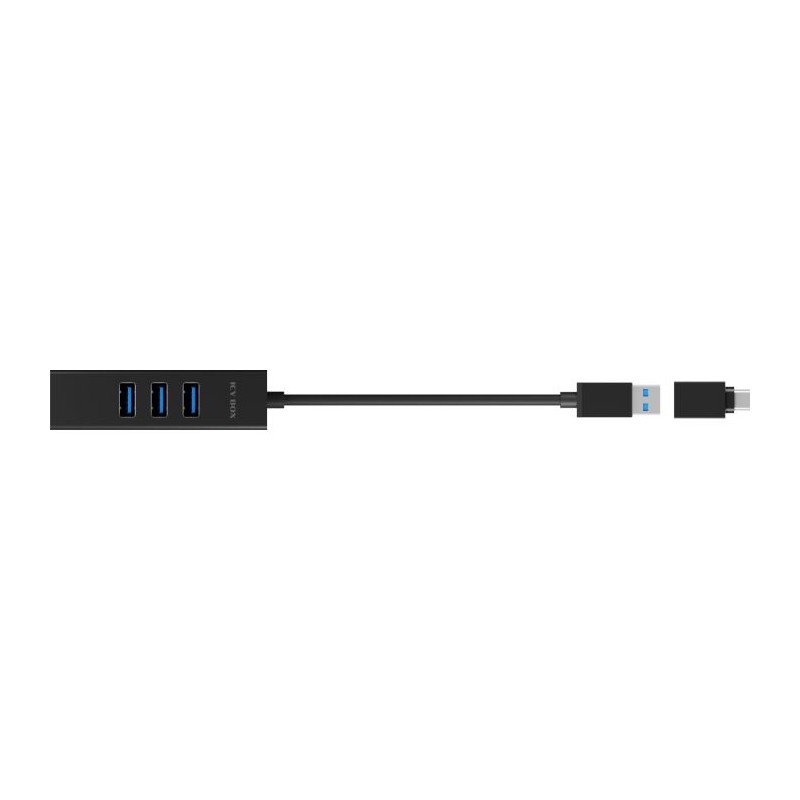 IcyBox IB-HUB1419-LAN USB-A/C mrežna kartica in 4-portni HUB