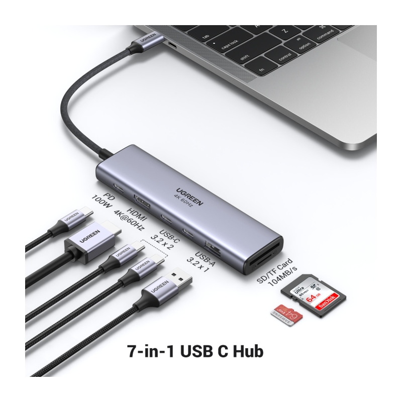 Hub Ugreen 45521, 7-v-1, USB-C