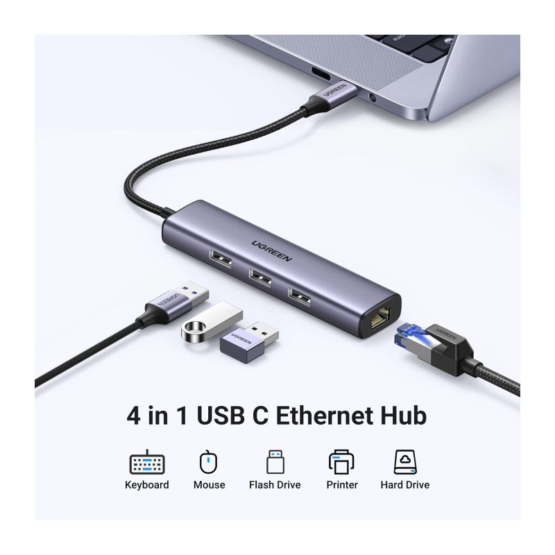 Hub Ugreen 60600, 4-v-1, USB-C