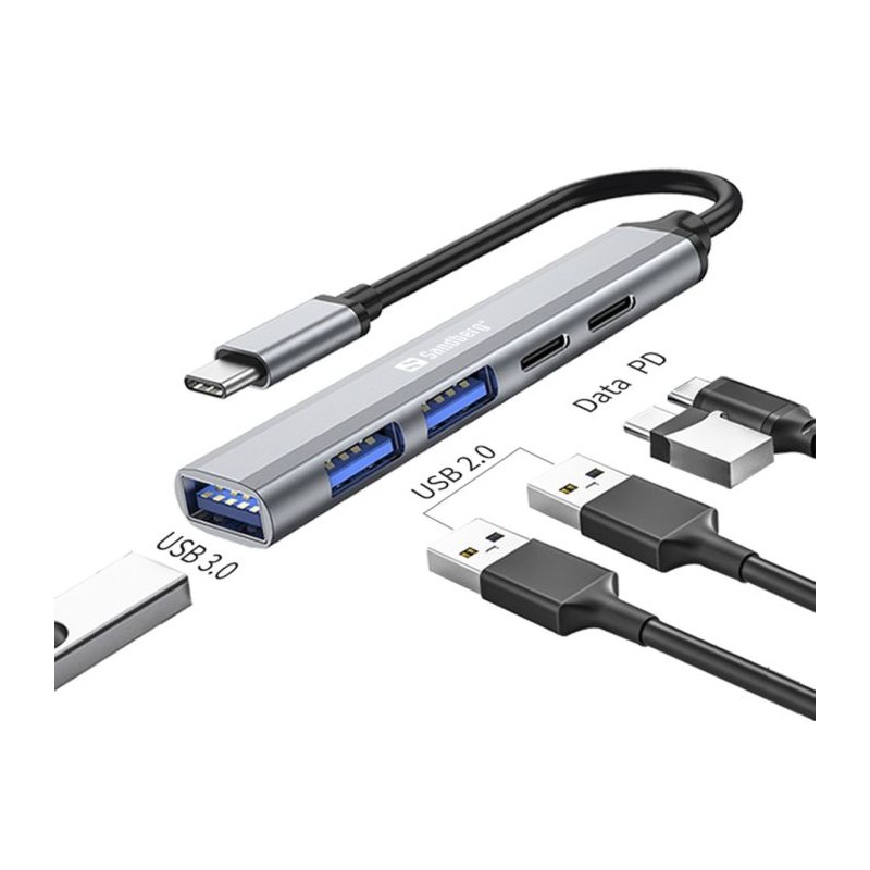 Hub Sandberg 336-50, 5-portni, USB-C