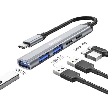 Hub Sandberg 336-50, 5-portni, USB-C
