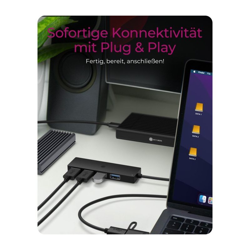Hub Icy Box IB-HUB1424-C3, 4-portni, USB-C/A 3.2