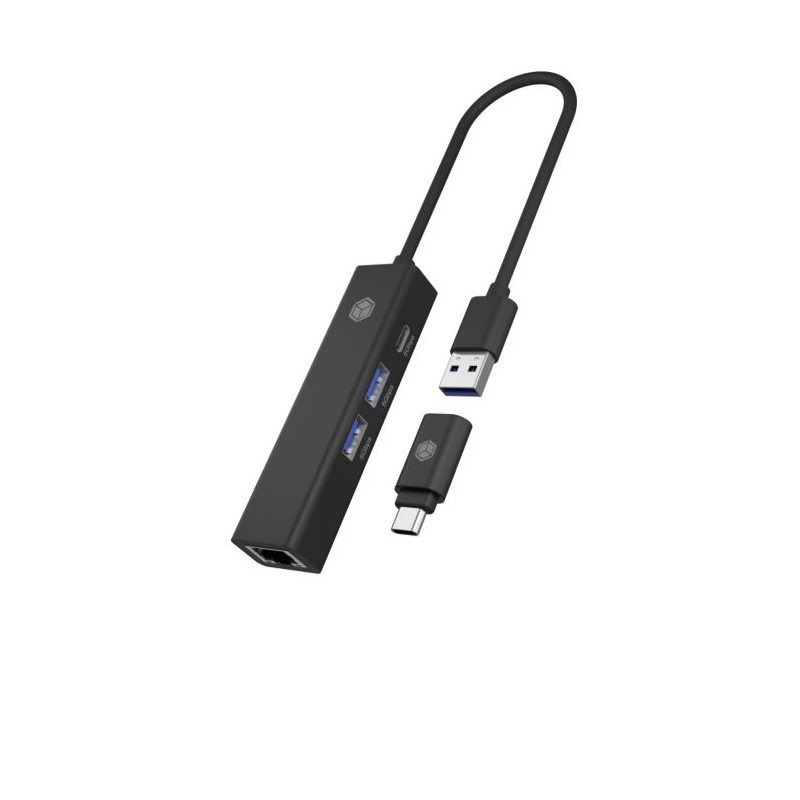 Hub Icy Box IB-HUB1439-LAN, 4-portni, USB-A/C 3.2