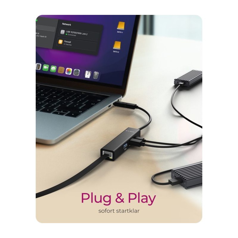 Hub Icy Box IB-HUB1439-LAN, 4-portni, USB-A/C 3.2