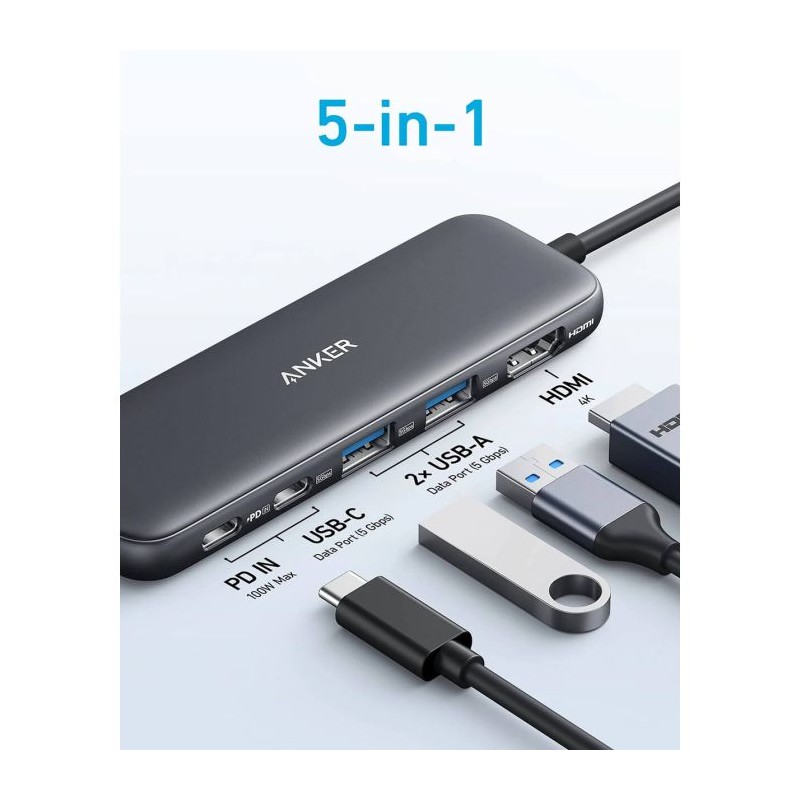 Hub Anker 332, 5v1, USB-C, A8355H11