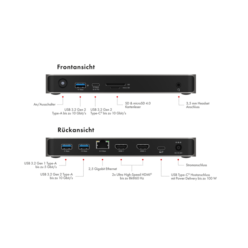 Priklopna postaja IcyBox IB-DK2880-C41, USB4 Type-C