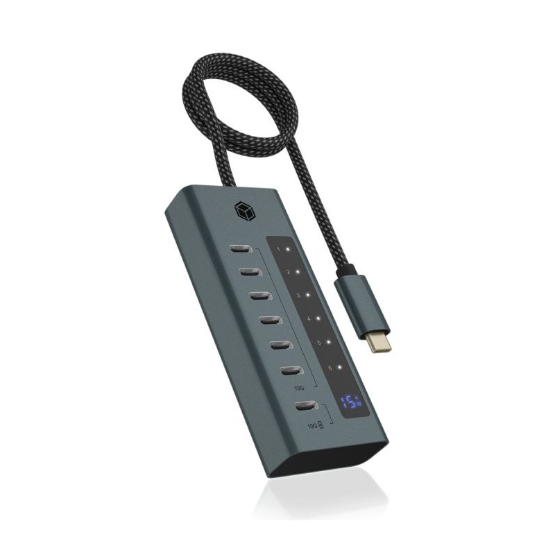 Hub IcyBox IB-HUB1457-C31, 7-port, USB-C 3.2
