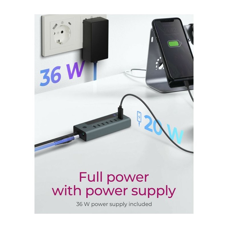 Hub IcyBox IB-HUB1457-C31, 7-port, USB-C 3.2