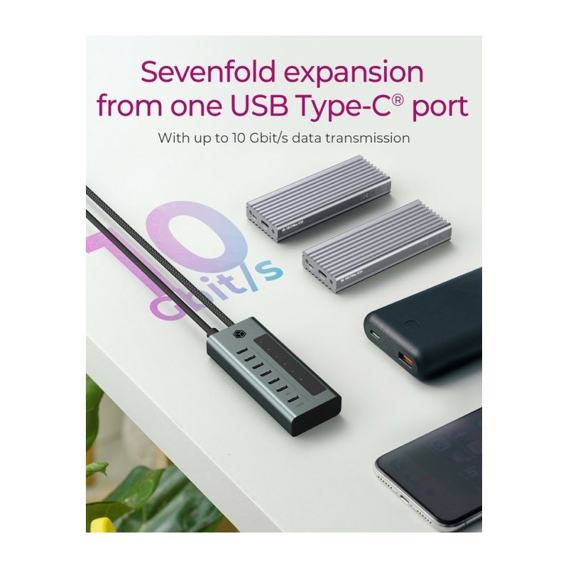 Hub IcyBox IB-HUB1457-C31, 7-port, USB-C 3.2