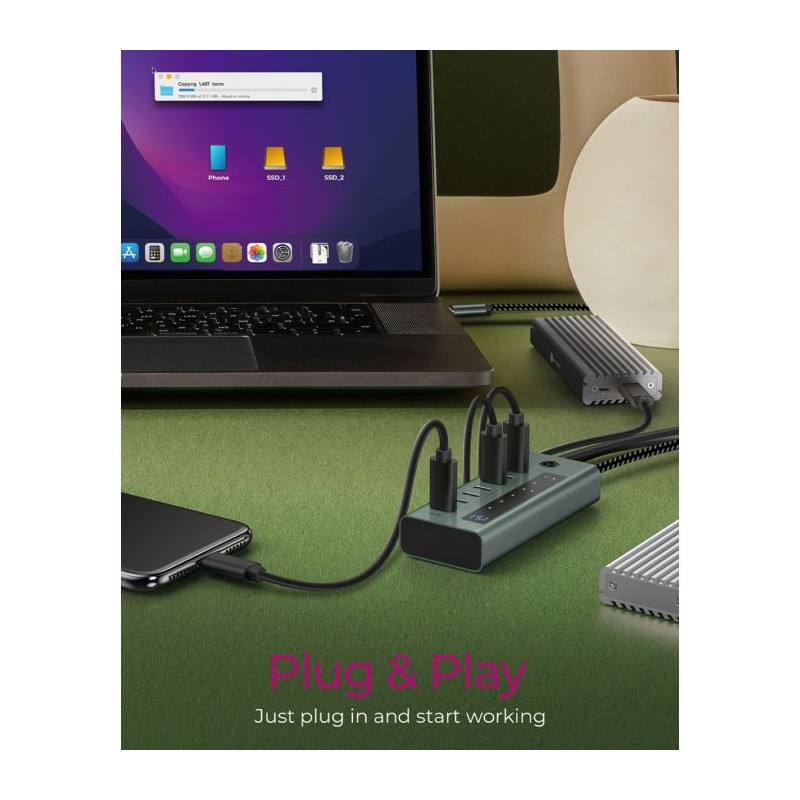 Hub IcyBox IB-HUB1457-C31, 7-port, USB-C 3.2