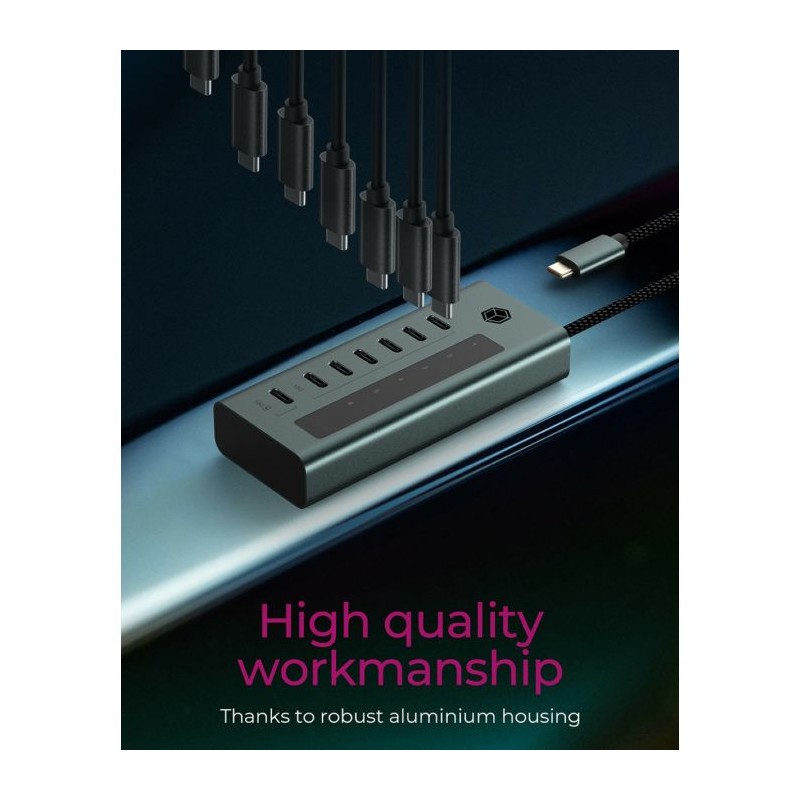 Hub IcyBox IB-HUB1457-C31, 7-port, USB-C 3.2
