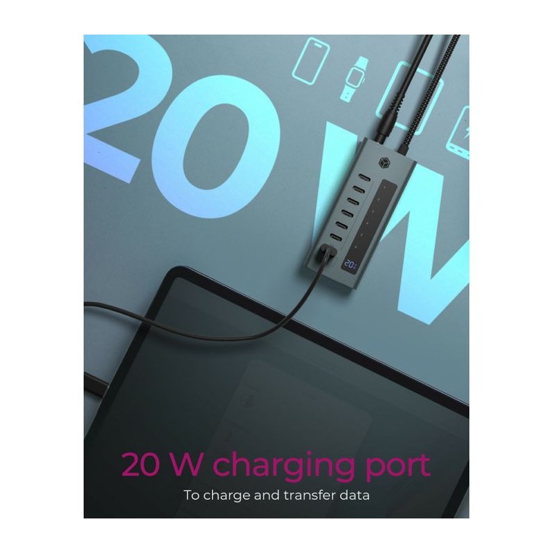 Hub IcyBox IB-HUB1457-C31, 7-port, USB-C 3.2