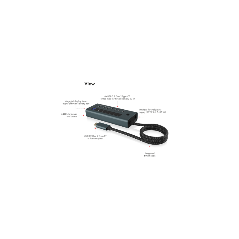 Hub IcyBox IB-HUB1457-C31, 7-port, USB-C 3.2
