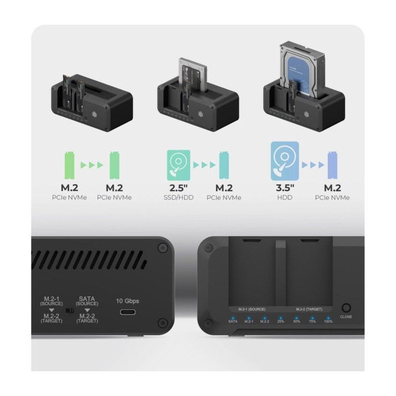 Priklopna in klonirna postaja IcyBox IB-2924MSCL-C31 za M.2 NVMe SSD & 2,5/3,5