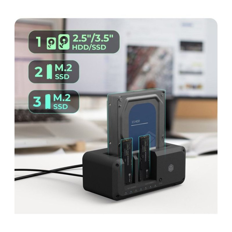 Priklopna in klonirna postaja IcyBox IB-2924MSCL-C31 za M.2 NVMe SSD & 2,5/3,5