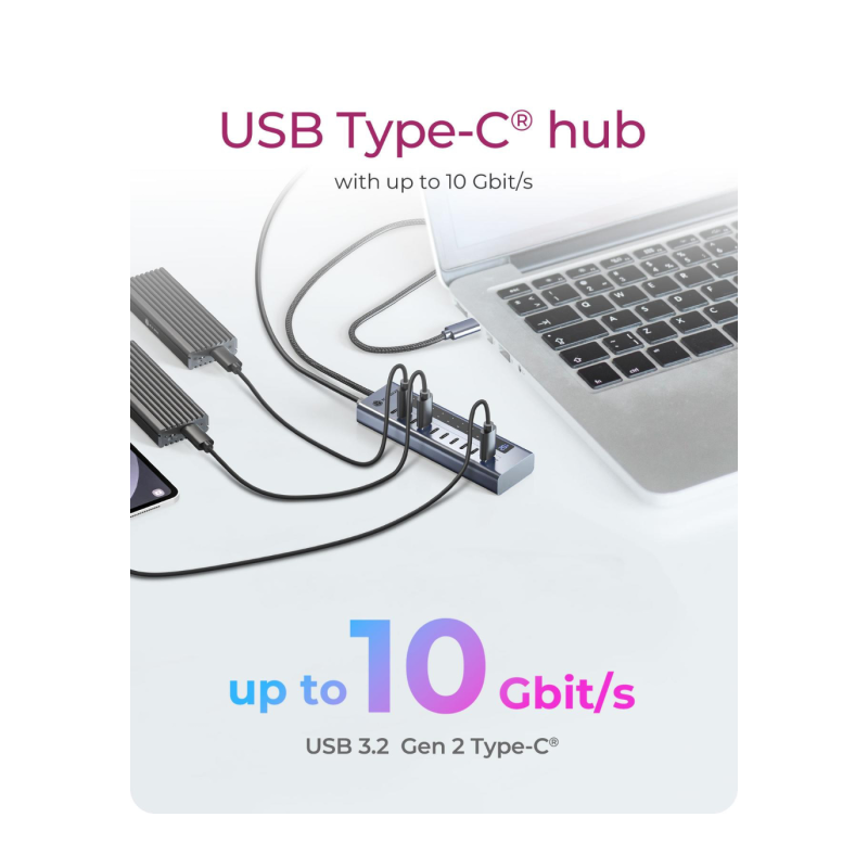 Hub IcyBox IB-HUB1450-C31, 10-portni, USB-C 3.2