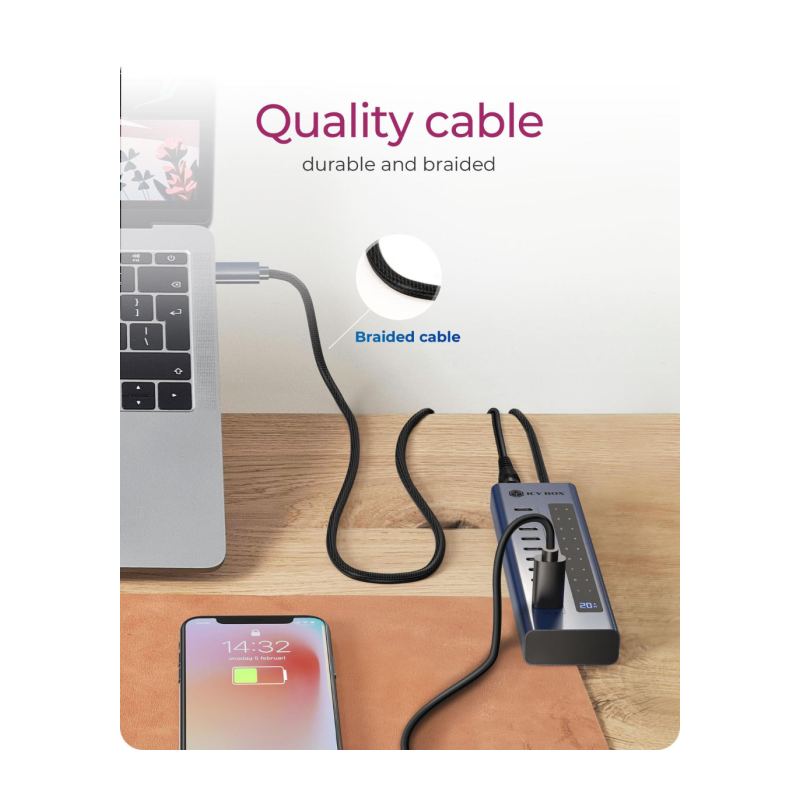 Hub IcyBox IB-HUB1450-C31, 10-portni, USB-C 3.2