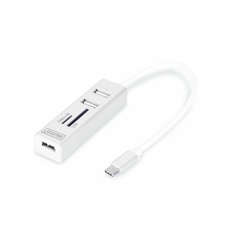 USB Hub Digitus DA-70243, USB-A 2.0 + Tip-C + čitalec kartic